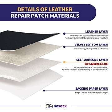 Leather Repair Patch Tape Kit, Self Adhesive Leather Repair for Furniture, Couch, Sofa, Car Seats,Of...
