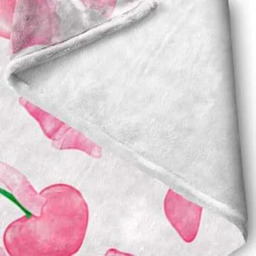 Reateforin Pink Cherry Bow Throw Blanket for Stylish Comfort