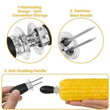 OFCOX Corn on the Cob Holders, Corn Cob Holders, Corn Holders for Corn on the Cob, Corn on Cob Holders, Corn Skewers for Corn on the Cob, Corn on the Cob Sticks, Corn on Cob Holders Set. 5 Paris
