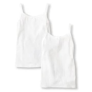 Girls Comfortable Cotton Cami Shirt 2-Pack White