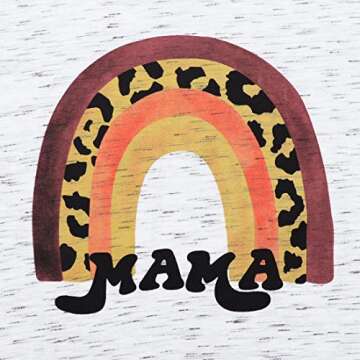 Mama Shirt for Women Mama Leopard Graphic Rainbow Print T Shirt Mom Shirts Short Sleeve Casual Tee Tops