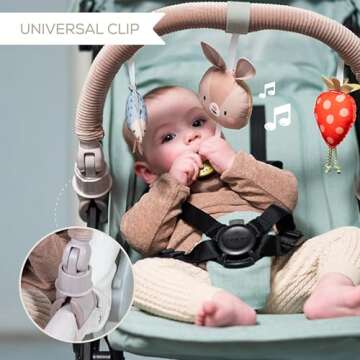 Taf Toys Arch | Ideal for Infant & Toddlers, Fits Stroller & Pram, Activity Arch with Fascinating Toys, Stimulates Baby’s Senses and Motor Skills Development, Easier Outdoors (Musical Bunny Arch)