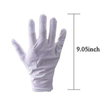 10Pairs White Cotton Gloves Large Size for Art handling Crafting Coin Jewelry Silver Inspection by L...