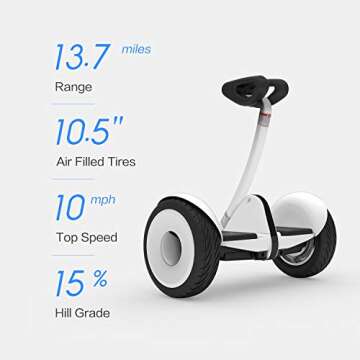 Segway Ninebot S Smart Self-Balancing Electric Scooter, Dual 400W Motor, Max 13.7 Miles Range & 10MPH, Hoverboard with LED Light, Compatible with Gokart kit, UL-2272 Certified