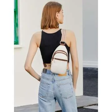Telena Sling Bag: Crossbody Fanny Pack for Women with Adjustable Strap in Chic Beige/Brown