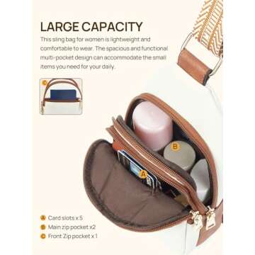 Telena Sling Bag for Women Crossbody Fanny Packs for Women Leather Sling Chest Bag with Adjustable Strap Beige Brown