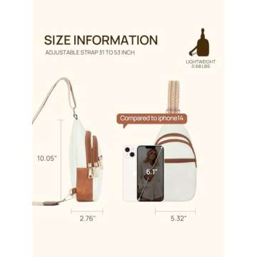 Telena Sling Bag for Women Crossbody Fanny Packs for Women Leather Sling Chest Bag with Adjustable Strap Beige Brown