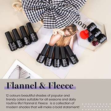 Beetles 12 Pcs Gel Nail Polish Set - Flannel & Fleece Collection Nude Pink Burgundy Red Glitter Gel ...