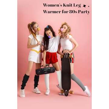 Passionbility 2 Pairs Leg Warmers for Women - Leg Warmers 80s Ribbed Knitted Long Socks for Party Sports