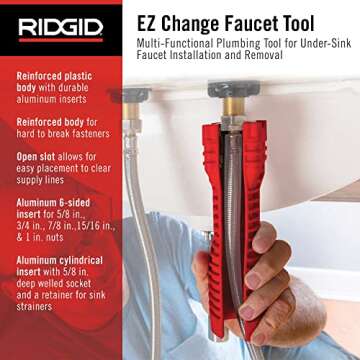 RIDGID 57003 EZ Change Plumbing Wrench: Versatile Faucet Tool