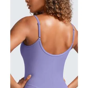 CRZ YOGA Butterluxe Jumpsuits for Women Yoga Workout Casual One Piece Leggings Romper with Built in Bra Dark Lavender Purple Medium