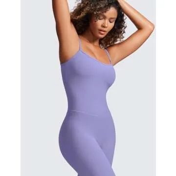 CRZ YOGA Butterluxe Jumpsuits for Women Yoga Workout Casual One Piece Leggings Romper with Built in Bra Dark Lavender Purple Medium
