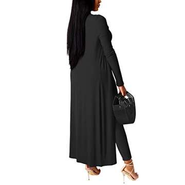 Nihsatin Women Sexy 3 Piece Outfits Crop Top Long Kimono Cardigan Cover up Bodycon Pants Set