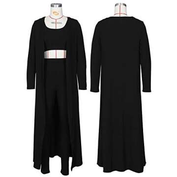 Nihsatin Women Sexy 3 Piece Outfits Crop Top Long Kimono Cardigan Cover up Bodycon Pants Set