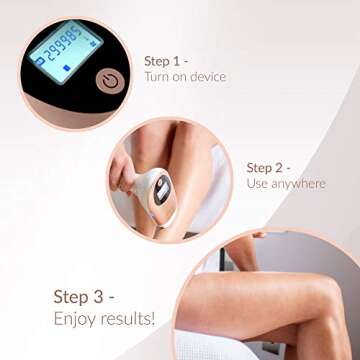 FAUSTINA 3-in-1 IPL (3 Lamps, 1,500,000 Shots) Hair Removal Device - Painless at-Home Solution - Free Pouch & Sunglasses