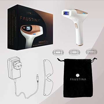 FAUSTINA 3-in-1 IPL (3 Lamps, 1,500,000 Shots) Hair Removal Device - Painless at-Home Solution - Free Pouch & Sunglasses
