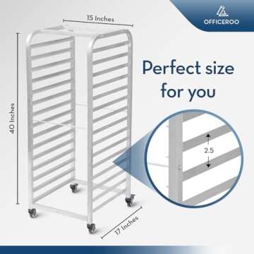 Bakery Bun Pan Speed Rack - Half Sheet Only, Size Adjusted, Food Trays Cart for Commercial Baking an...