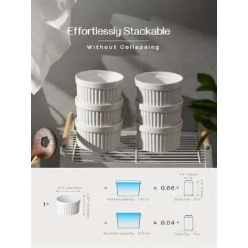 DOWAN 10 oz Ramekins - Ramekins for Creme Brulee, Porcelain Ramekins Oven Safe, Classic Style Rameki...