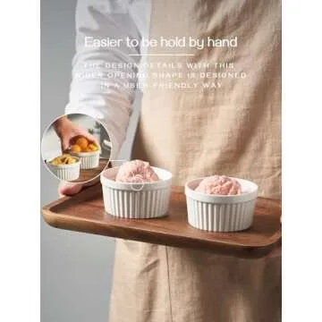 DOWAN 10 oz Ramekins - Ramekins for Creme Brulee, Porcelain Ramekins Oven Safe, Classic Style Ramekins for Baking, Souffle Ramekins Bowls, Set of 6, White