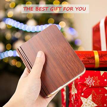 XIUDI 8 Colors Mini Folding Book Lamp,Portable Wooden Book Lights,Desk Light,Novelty LED Paper Lantern with USB Rechargeable Night Light,Unique Gifts for Book Lovers,Mini Wood (Size3.9×3.1×1in)