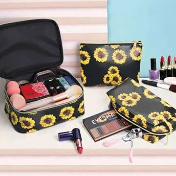 MAGEFY 3Pcs Stylish Travel Makeup Bag Set for Women