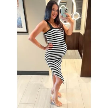 MEROKEETY Women's Spring Summer Ribbed Midi Dress