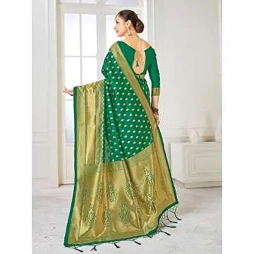 Elegant Elina Fashion Green Banarasi Saree for Women