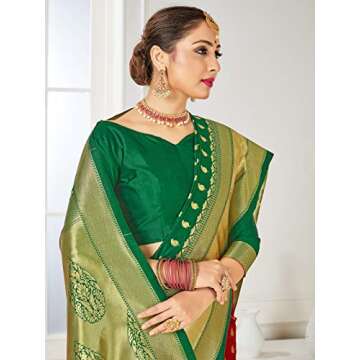 Elegant Elina Fashion Green Banarasi Saree for Women