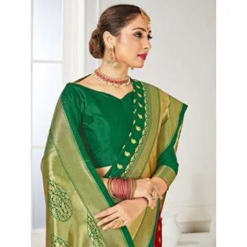 Elegant Elina Fashion Green Banarasi Saree for Women