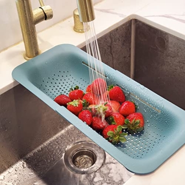 Makerstep Over the Sink Colander Strainer - Green Expandable Kitchen Gadget