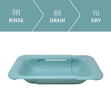 Makerstep Over the Sink Colander Strainer - Green Expandable Kitchen Gadget