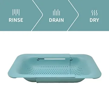 Makerstep Over the Sink Colander Strainer - Green Expandable Kitchen Gadget
