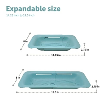 Makerstep Over the Sink Colander Strainer - Green Expandable Kitchen Gadget