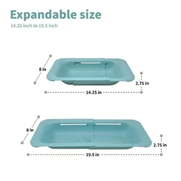 Makerstep Over the Sink Colander Strainer - Green Expandable Kitchen Gadget