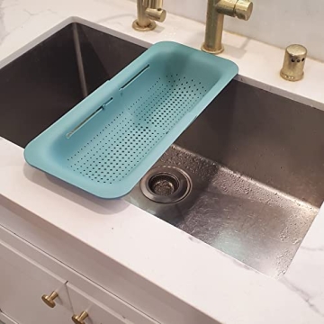 Makerstep Over the Sink Colander Strainer - Green Expandable Kitchen Gadget