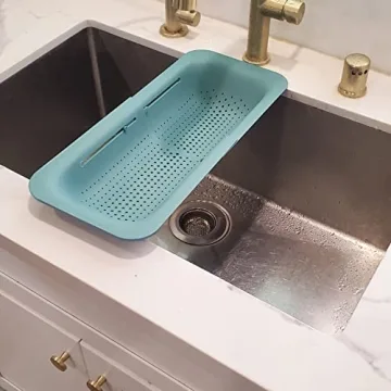 Makerstep Over the Sink Colander Strainer - Green Expandable Kitchen Gadget