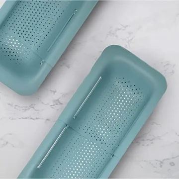 Makerstep Over the Sink Colander Strainer - Green Expandable Kitchen Gadget
