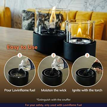 LOVINFLAME Passion Glass Candle Portable Tabletop Fire Pit Gift Patio Warmer Fireplace Indoor Home Décor Smokeless, ONLY Used with Lovinflame Ethanol-Free Fuel (Deluxe)