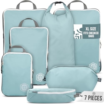Large Packing Cubes for Travel-Extra Large Compression Luggage Organizers 7 Piece Set-Ultralight, Ex...