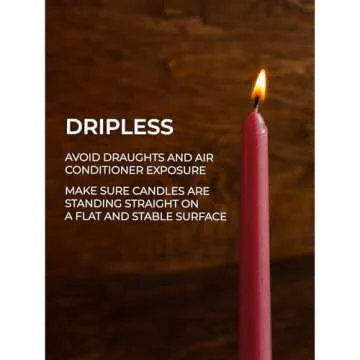 CANDWAX 8 inch Dripless Taper Candles Set of 4