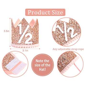 WAHAWU Pink Half Birthday Party Crown - Unique Handmade Baby Accessories