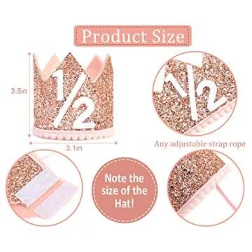 WAHAWU Pink Half Birthday Party Crown - Unique Handmade Baby Accessories