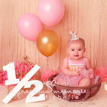 WAHAWU Pink Half Birthday Crown for Kids Celebration