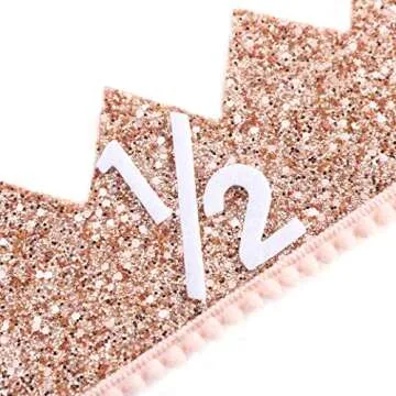 WAHAWU Pink Half Birthday Crown for Kids Celebration