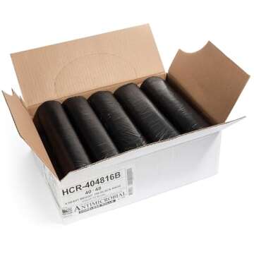 Aluf Plastics High Density Trash Bags, 45 Gallon, 250 Count, 16 Micron (eq), 40" x 48", Black, for B...