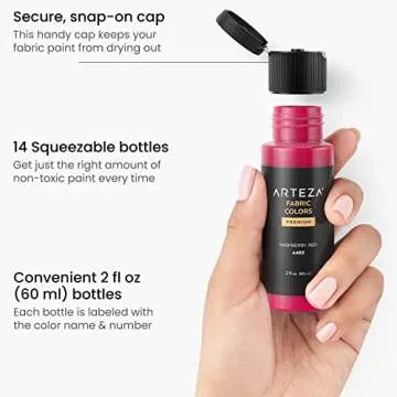 ARTEZA Fabric Paint Set of 14 - Non-Toxic and Vibrant Colors