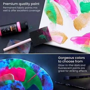 ARTEZA Fabric Paint Set of 14 - Non-Toxic and Vibrant Colors