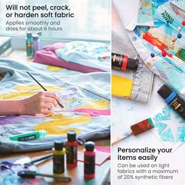 ARTEZA Fabric Paint Set of 14 - Non-Toxic and Vibrant Colors