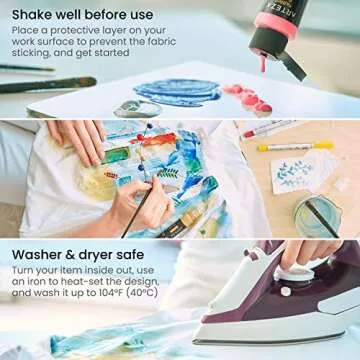 ARTEZA Fabric Paint Set of 14 - Non-Toxic and Vibrant Colors