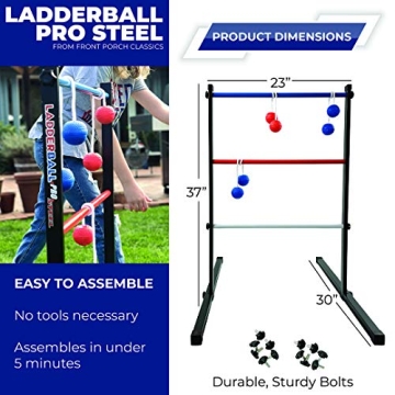 Outdoor Ladder Ball Pro Steel Set Fun for Ages 8 and Up